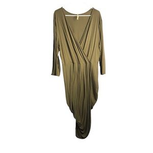 KTOO Grecian Style Asymmetrical Olive Dress